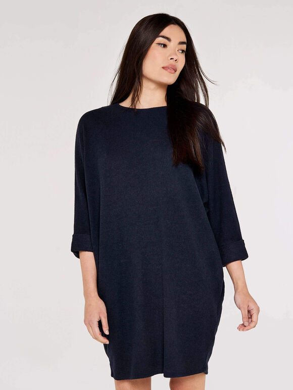 Ribbed Cocoon Dress | Apricot UK