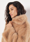 Soft Faux Fur Zipped Jacket, Brown, large