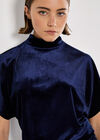 Velvet Ruched Side Top, Navy, large