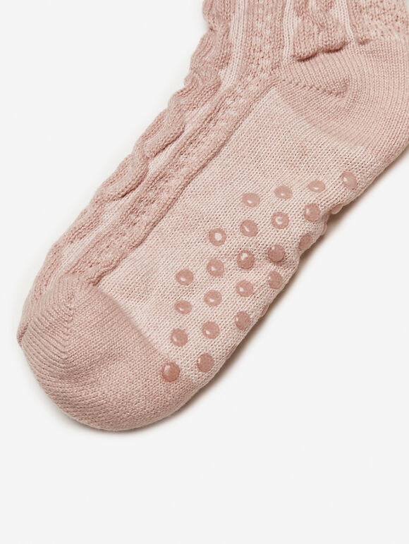 Fluffy Lining Aran Knit Socks | Apricot Clothing