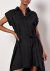 High-Low Shirt Mini Dress, Black, large