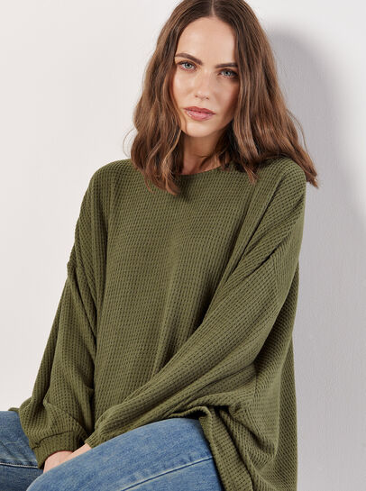 Soft-Touch Oversized Waffle Knit Top