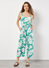 Floral Silhouette Wide-Leg Jumpsuit, Aqua - Turquoise, large