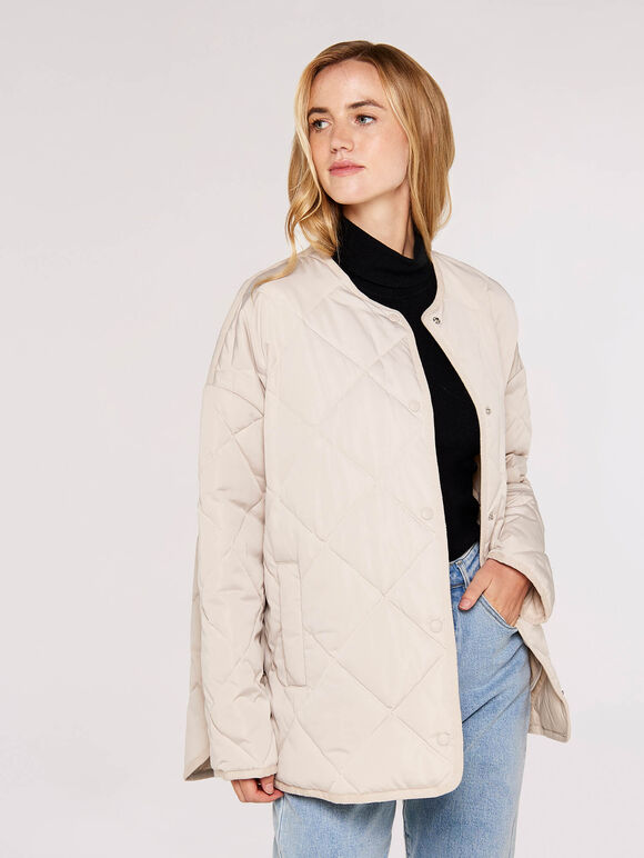 Collarless Quilted Jacket | Apricot Clothing