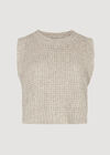 Cropped Waffle Knitted Vest Top, Stone, large