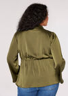 Curve Satin Twist Knot Top, Khaki, large