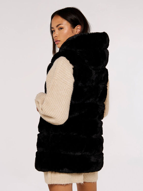 Tiered Fur Hooded Gilet | Apricot Clothing