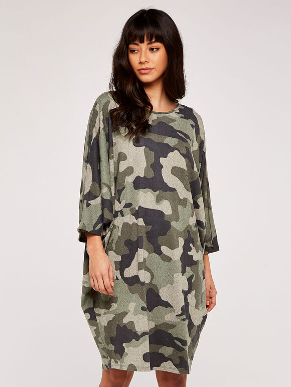 Camouflage Cozy Cocoon Dress | Apricot Clothing