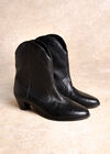 Short Leather Cowboy Boots, Black, large