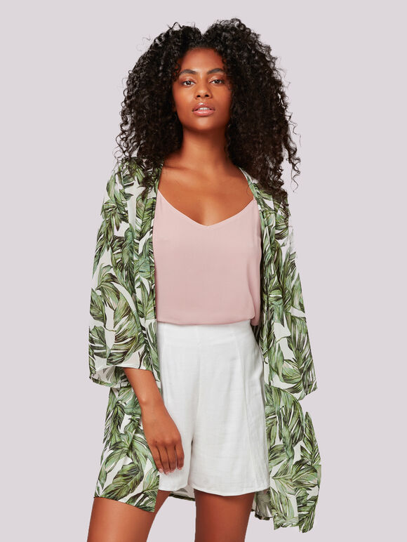 Kimono en feuille de bananier tropical | Vêtements Apricot