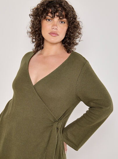 Curve Waffle Knit Wrap Top