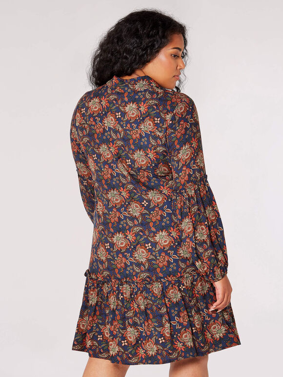 Curve Sarasa Floral Mini Dress, Navy, large