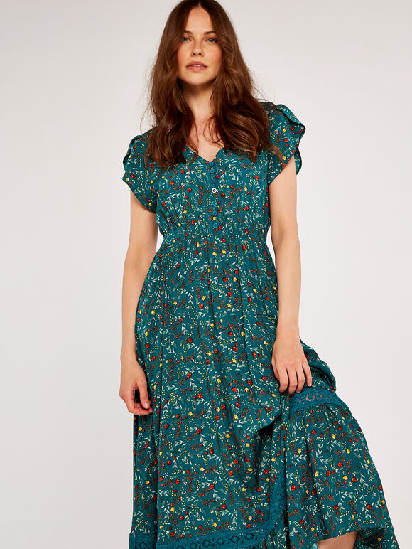 Floral Maxi Dress with Lace Detail | Apricot UK