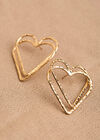 Gold Double Heart Hoop Earrings, Assorted, large