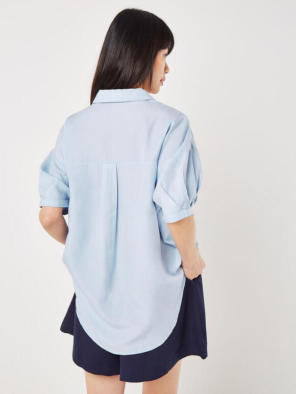 Oversized Slub Shirt, Blue, large