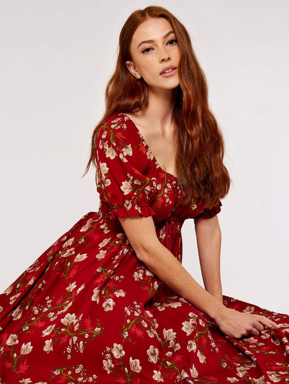 Blossom Bardot Maxi Dress | Apricot Clothing