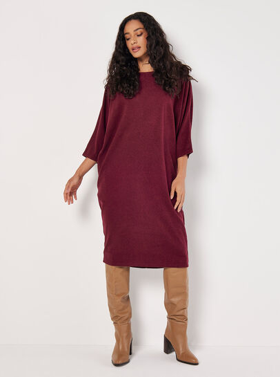 Ribbed Knit Cocoon Midi Dress