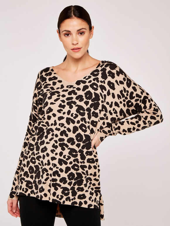 Leopard Print Soft Jumper | Apricot Clothing