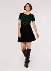 Chequered  Knit Top, Green, large