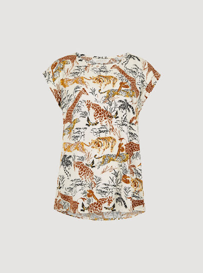 Graphic Animal Print Woven T-Shirt