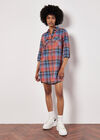 Sunset Plaid Shirt Dress, Blue, large