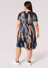 Curve Paint Stroke Print Knit Mini Dress, Navy, large