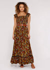 Floral  Milkmaid Maxi Dress, Orange, large