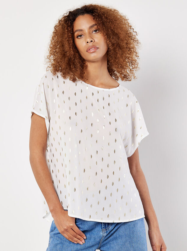 Foil Speckle Modern Top, White, large