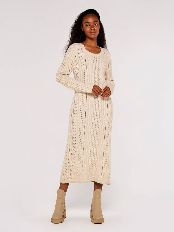 Pointelle Knitted Midi Dress | Apricot Clothing
