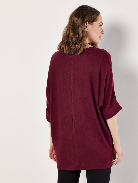 Soft Touch Batwing Top, Burgundy, large