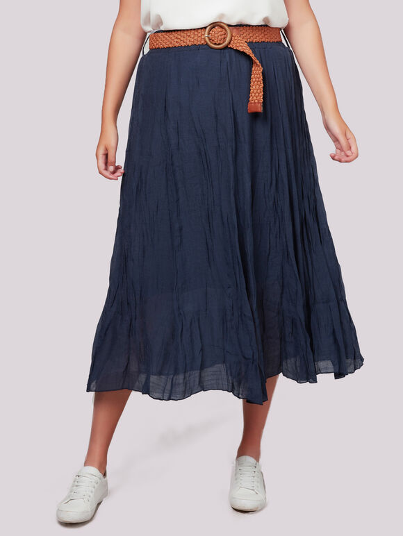 Shimmer Crinkle Belted Skirt | Apricot Clothing