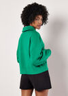 Cropped Zip Neck Sweatshirt, Green, large