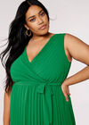 Curve Plisse Wrap Dress, Green, large