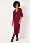 Ribbed Knit Midi Dress, Burgundy, large