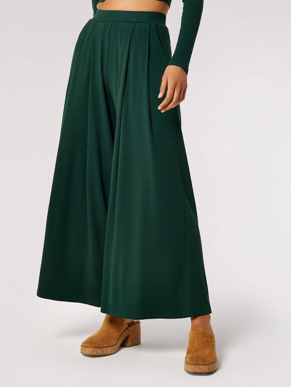Ribbed Knit Palazzo Trousers | Apricot Clothing