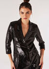 Sequin Blazer Mini Dress, Black, large