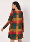 Colourful Patchwork Check Swing Mini Dress, Green, large