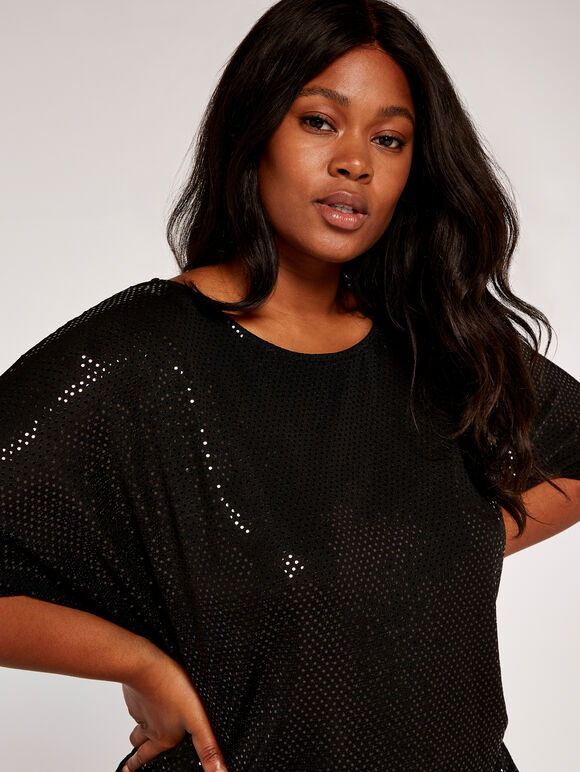 Curve Mini Sequin Batwing Top | Apricot Clothing