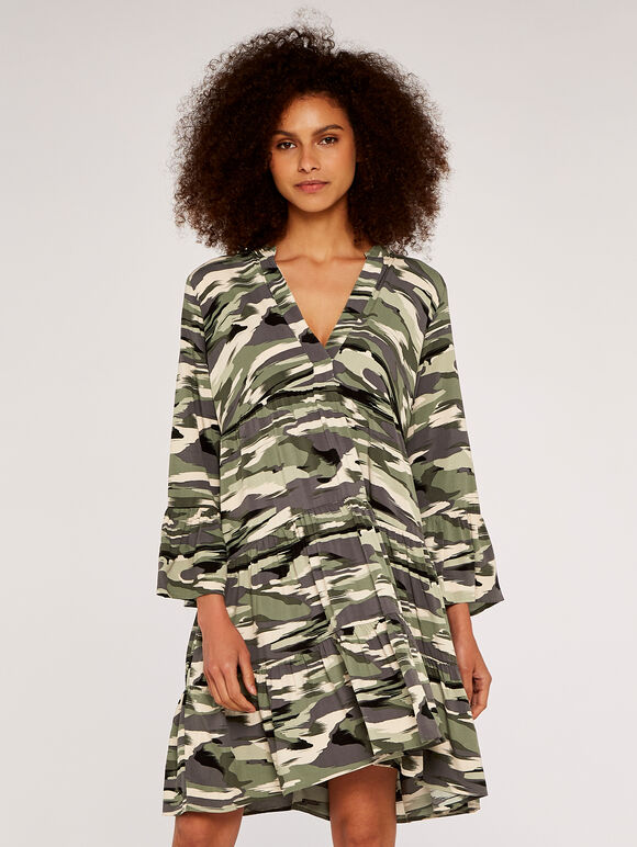 Camo Tiered Dress | Apricot Clothing