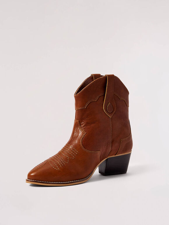 Tan Ankle Leather Boots | Apricot Clothing