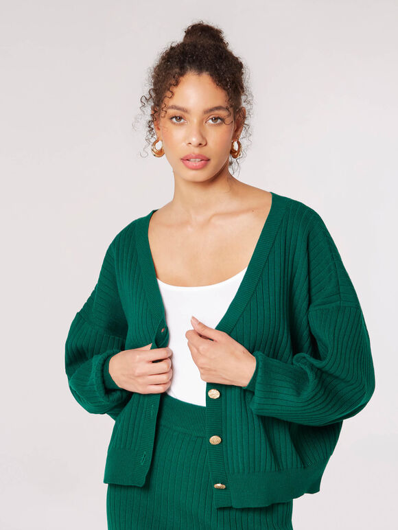 Ribbed Knit Reversible Cardigan Top | Apricot Clothing
