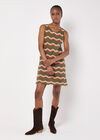 Chevron Crochet Shift Mini Dress, Khaki, large