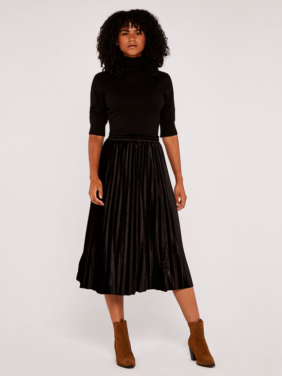 Velvet Pleated Midi Skirt | Apricot Clothing