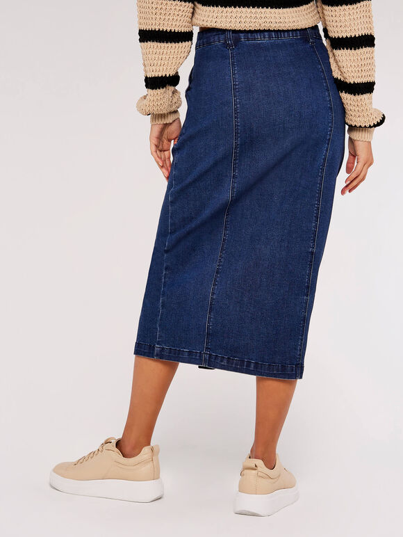 Denim Button Down Midi Skirt | Apricot Clothing