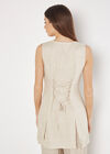 Linen Blend Longline Waistcoat, Stone, large