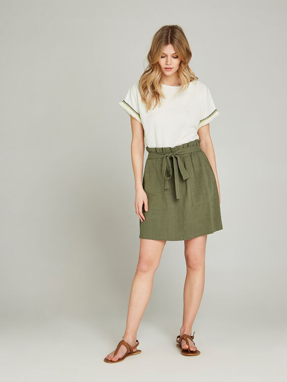 Khaki Paper Bag Waist Skirt