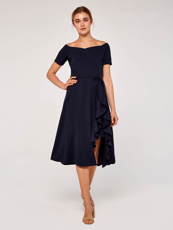 Bardot Frill Midi Dress | Apricot Clothing