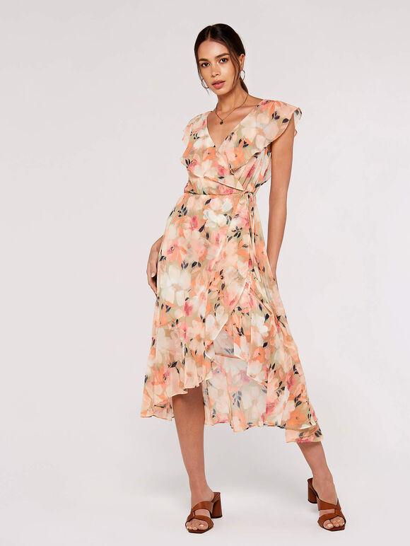 Floral Ruffle Wrap Dress | Apricot Clothing