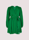 Chiffon Wrap Mini Dress, Green, large