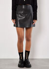 Faux Leather Mini Skirt, Black, large